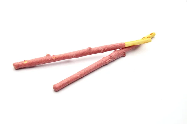 Strawberry biscuit sticks — Stock Photo, Image