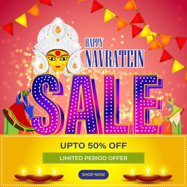 Durga puja satış afişi, el ilanı, poster ilanı