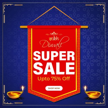 Diwali Festive Season Satış Bayrağı, Sınırlı teklif Dipawali, Hint festivali, Diya lambası, yağ lambası, vektör illüstrasyon afişi, reklam