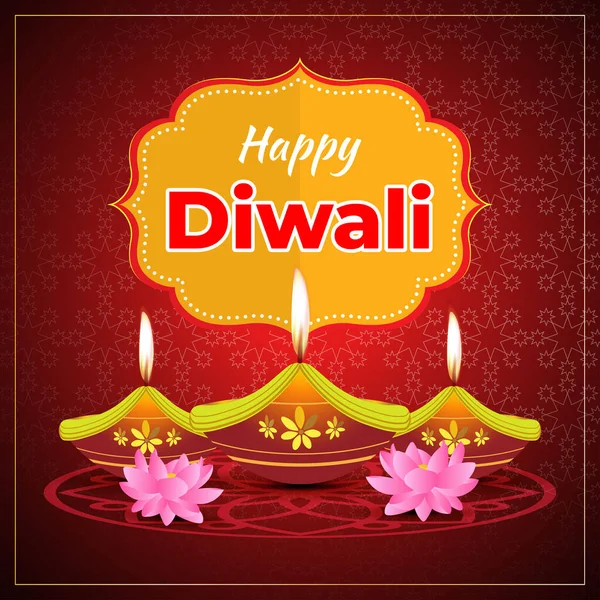 Salutation Vectorielle Happy Diwali Dipawali Fête Indienne Des Lumières Pêcheurs — Image vectorielle