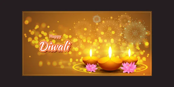 Salutation Vectorielle Happy Diwali Dipawali Fête Indienne Des Lumières Pêcheurs — Image vectorielle