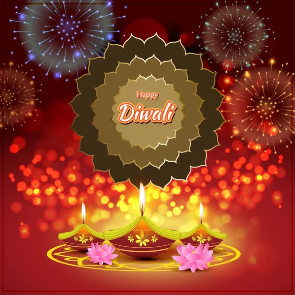 Salutation Vectorielle Happy Diwali Dipawali Fête Indienne Des Lumières Pêcheurs — Image vectorielle