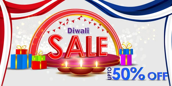 Bannière Vente Saison Festive Diwali Offre Limitée Dipawali Festival Indien — Image vectorielle