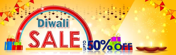 Bannière Vente Saison Festive Diwali Offre Limitée Dipawali Festival Indien — Image vectorielle