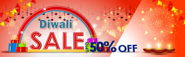 Diwali Εορταστική Περίοδος Sale Banner Περιορισμένη Προσφορά Dipawali Ινδική Γιορτή — Διανυσματικό Αρχείο