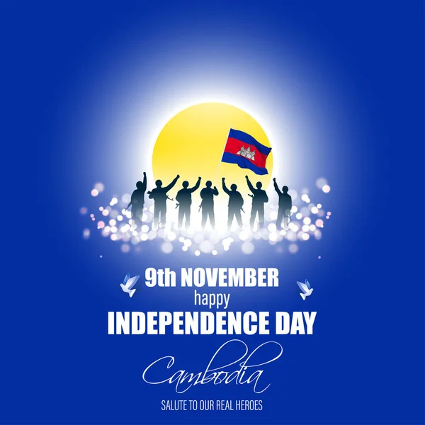 Ilustración Vectorial Del Feliz Día Independencia Camboya — Archivo Imágenes Vectoriales