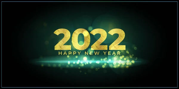 Vektorová Ilustrace Šťastný Nový Rok 2022 Blahopřání Zlatými Stuhami Třpytivém — Stockový vektor