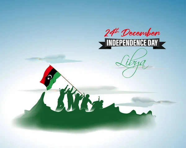 Εικονογράφηση Διάνυσμα Ευτυχισμένη Ημέρα Ανεξαρτησίας Λιβύη — Διανυσματικό Αρχείο