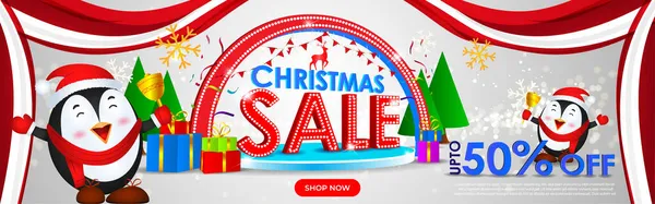 Vector Illustration Merry Christmas Sale Banner — Stock Vector