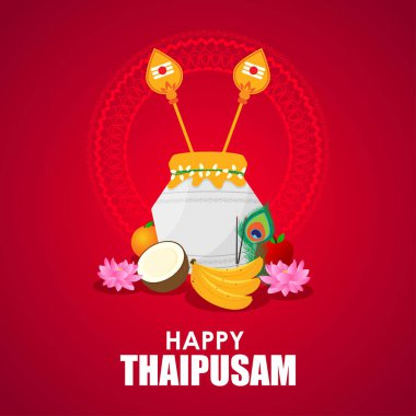 Mutlu Thaipusam veya Thaipoosam selamlaması vektör illüstrasyon kavramı