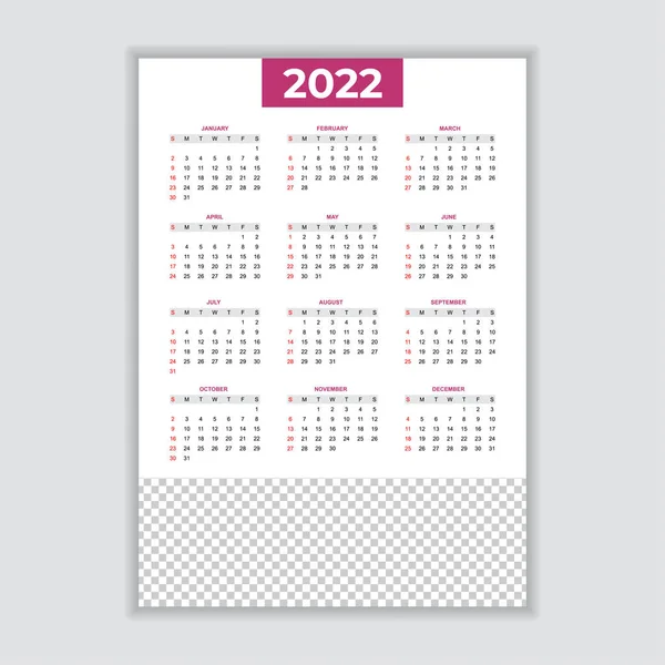 Kalender Für Das Neue Jahr 2022 Modernen Stil — Stockvektor