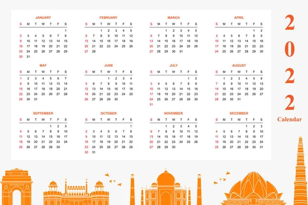 Новий Рік 2022 Календар Сучасному Стилі — стоковий вектор