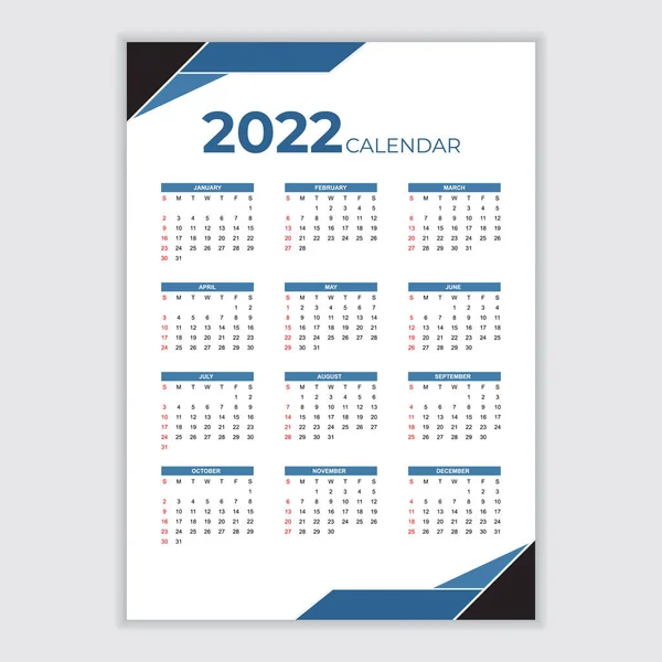 Yeni Yıl 2022 Modern Takvim — Stok Vektör
