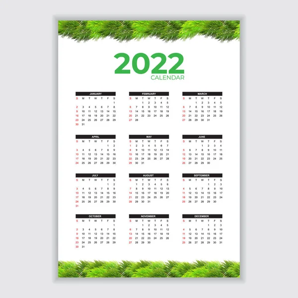 Kalender Für Das Neue Jahr 2022 Modernen Stil — Stockvektor