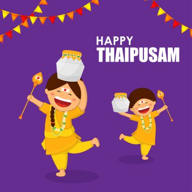 Mutlu Thaipusam veya Thaipoosam selamlaması vektör illüstrasyon kavramı