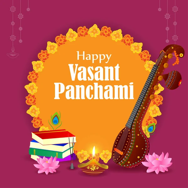 Векторная Иллюстрация Баннера Happy Basant Panchami — стоковый вектор