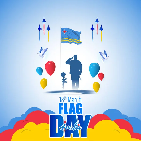 Ilustración Vectorial Para Feliz Día Bandera Aruba — Archivo Imágenes Vectoriales