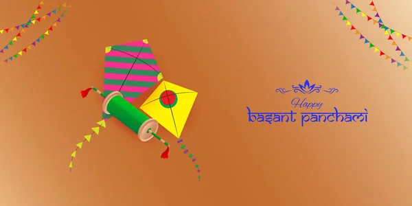 Ilustração Vetorial Bandeira Happy Basant Panchami —  Vetores de Stock