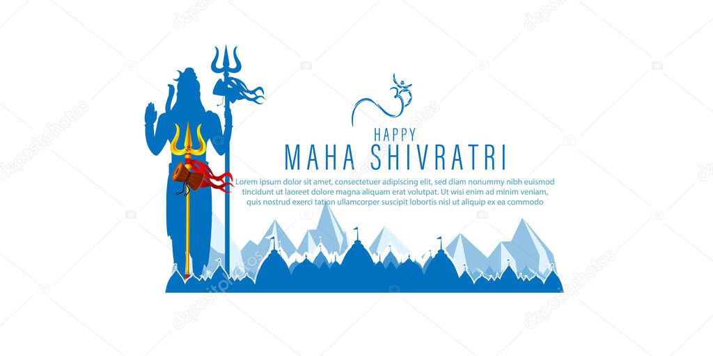 Vector illustration of sticker for Hindu festival Maha Shivratri  with text Om Namah Shivaya meaning adoration to Shiva