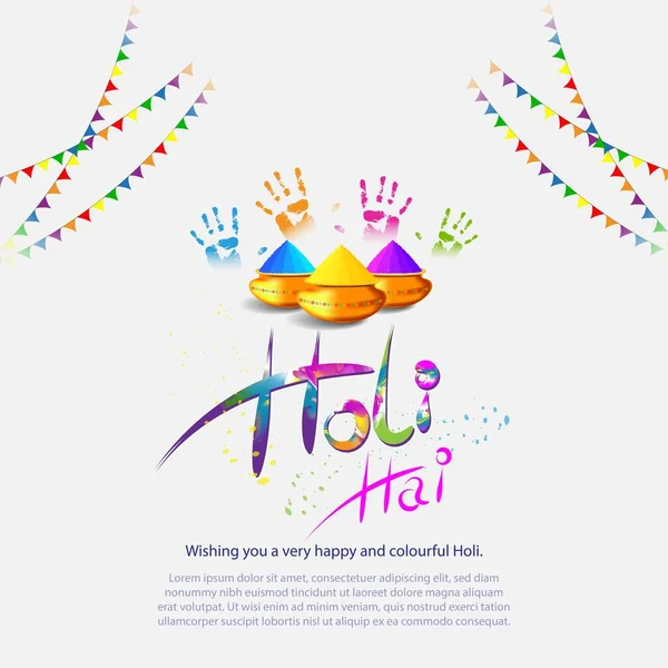 Ilustração Vetorial Saudação Happy Holi Texto Hindi Escrito Significa Que —  Vetores de Stock