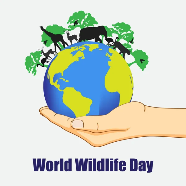 Vektor Ilustrasi Untuk World Wildlife Day - Stok Vektor