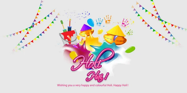 Wektorowa Ilustracja Powitania Happy Holi Napisany Tekst Hindi Oznacza Holi — Wektor stockowy