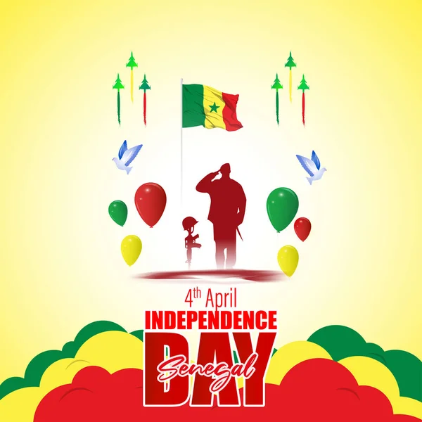 Vektorillustration Des Happy Independence Day Senegal — Stockvektor