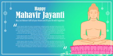 Mahavir Jayanti konsept afişinin vektör illüstrasyonu, Mahavir 'in doğuşu. Jainizm Dini Festivali.