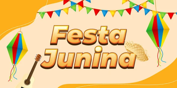 Vector Ilustración Enemigo Festa Junina Brasil Festival Junio Con Banderas — Vector de stock