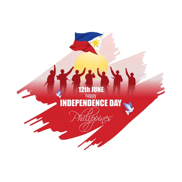 Ilustración Vectorial Para Feliz Día Independencia Filipinas — Vector de stock