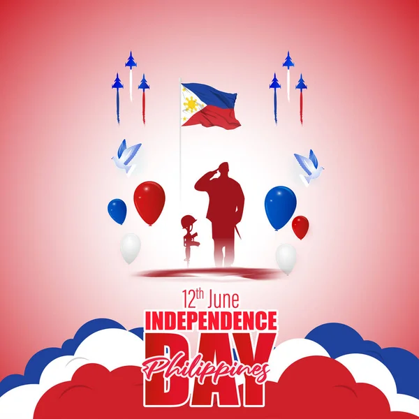 Ilustración Vectorial Para Feliz Día Independencia Filipinas — Vector de stock