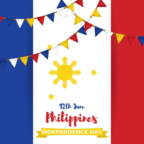 Ilustración Vectorial Para Feliz Día Independencia Filipinas — Vector de stock