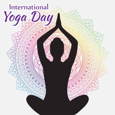 Uluslararası Yoga Günü 'nün vektör illüstrasyon konsepti