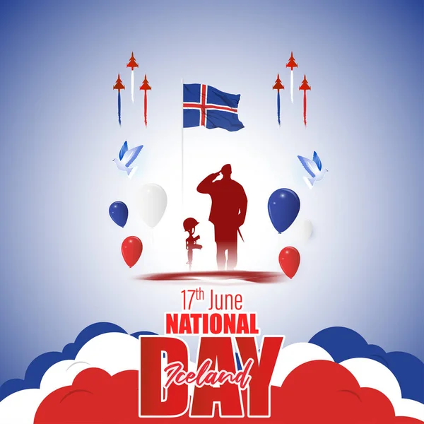 Ilustración Vectorial Para Feliz Día Nacional Islandia — Archivo Imágenes Vectoriales
