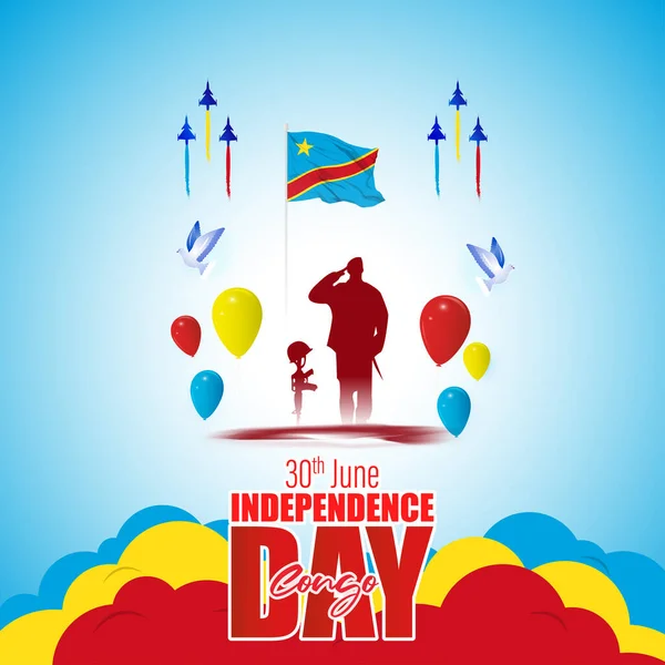 Vector Ilustración Para Feliz Día Independencia Congo — Archivo Imágenes Vectoriales