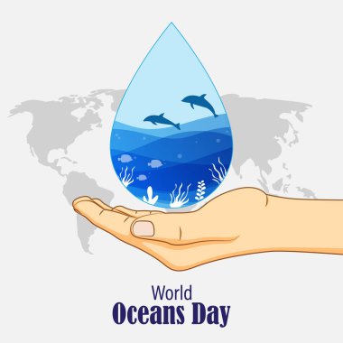 Dünya Okyanusları Günü pankartı vektör illüstrasyon kavramı