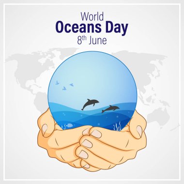 Dünya Okyanusları Günü pankartı vektör illüstrasyon kavramı