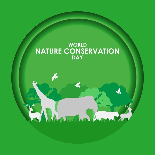 Ilustração Vetorial Para Banner Dia Mundial Conservação Natureza —  Vetores de Stock