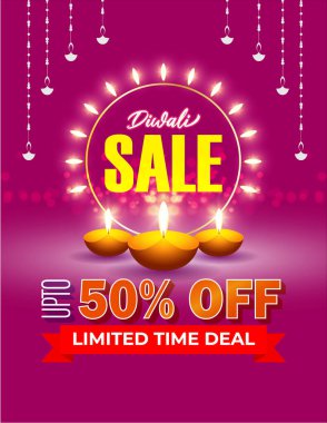 Mutlu Diwali Satış Sancak Şablonunun Vektör illüstrasyonu