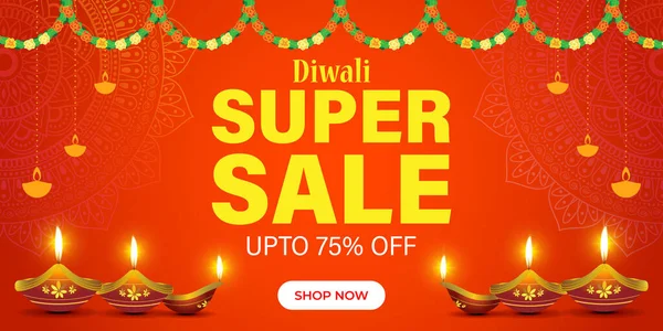 Illustration Vectorielle Modèle Bannière Happy Diwali Sale — Image vectorielle