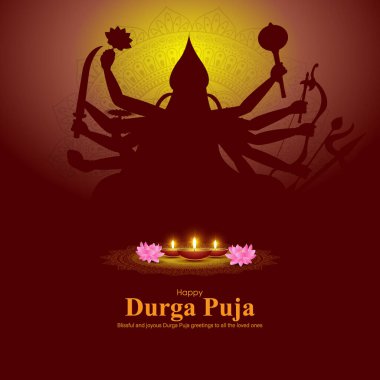 Mutlu Durga Puja Subh Navratri 'nin vektör illüstrasyonu