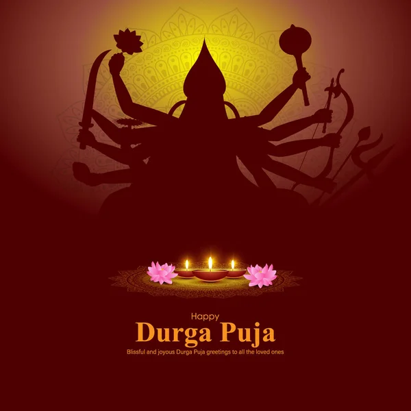 Wektor Ilustracja Happy Durga Puja Subh Navratri — Wektor stockowy