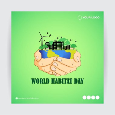 Dünya Habitat Günü afişi için vektör illüstrasyonuName