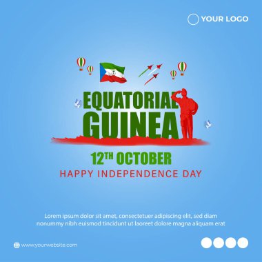 Ekvator Ginesi bağımsızlık günü afişi için vektör illüstrasyonuName