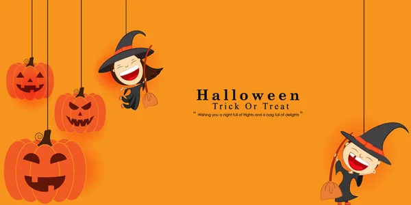 Vektorillustration Des Halloween Festes Banner Gruß Flyer Oktober — Stockvektor