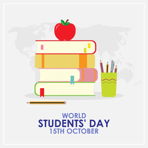Vektor Ilustrasi Untuk Mahasiswa Dunia Hari Oktober - Stok Vektor