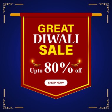 Mutlu Diwali Satış Sancak Şablonunun Vektör illüstrasyonu
