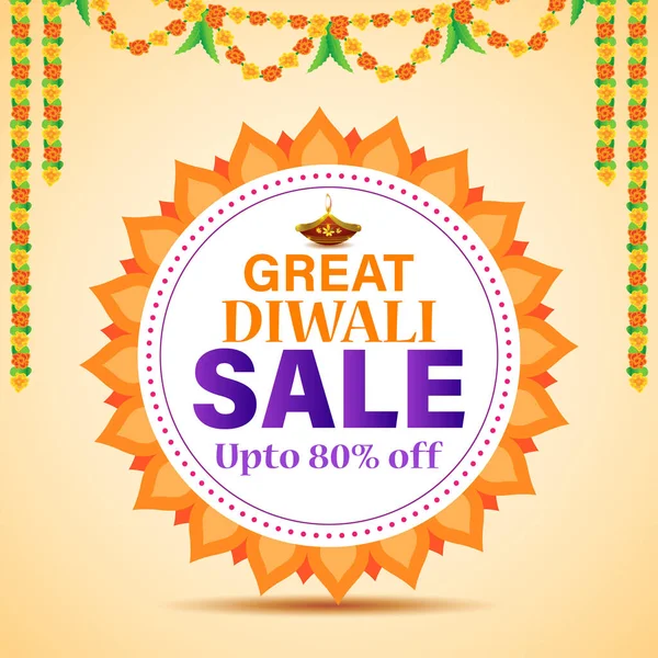Εικονογράφηση Διάνυσμα Του Προτύπου Banner Happy Diwali Πώληση — Διανυσματικό Αρχείο