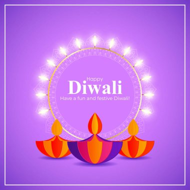 Mutlu Diwali selamı için vektör illüstrasyonu
