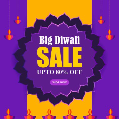 Mutlu Diwali Satış Sancak Şablonunun Vektör illüstrasyonu